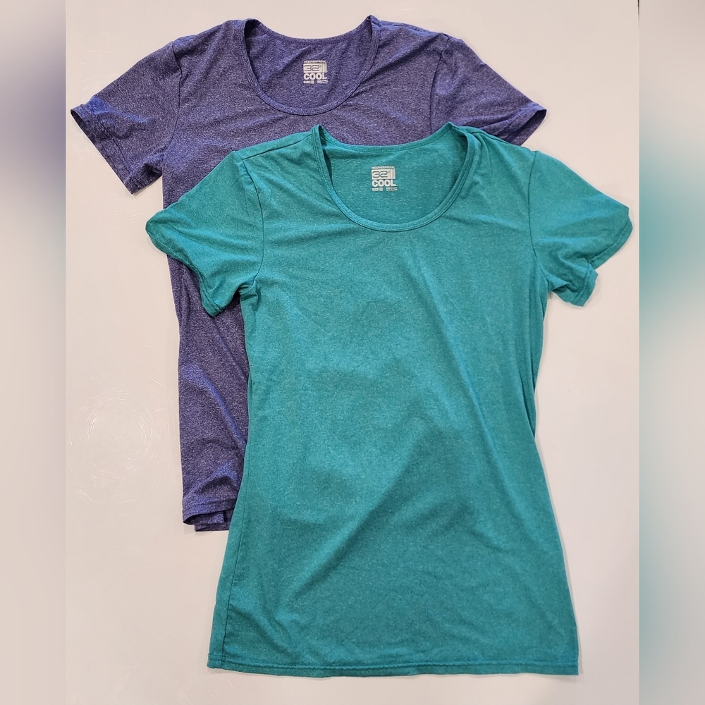 Lot Of 2: 32 Degrees Cool Weatherproof Women's Small Scoop Neck Tee Teal/Purple